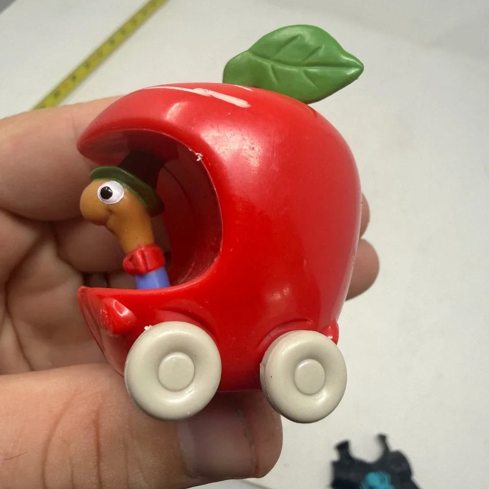 Vintage 1994 Richard Scarry Lowly Worm Red Apple Car Toy Busytown Collectible